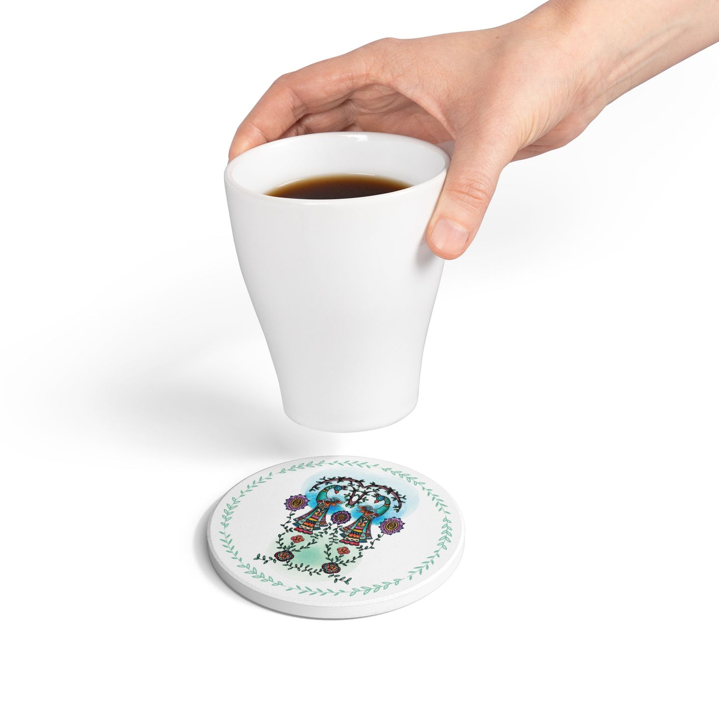 'Argus' Eyes' - Majestic Birds | Ceramic Coaster - Vibrant Drinkware Decor for Home & Gifts