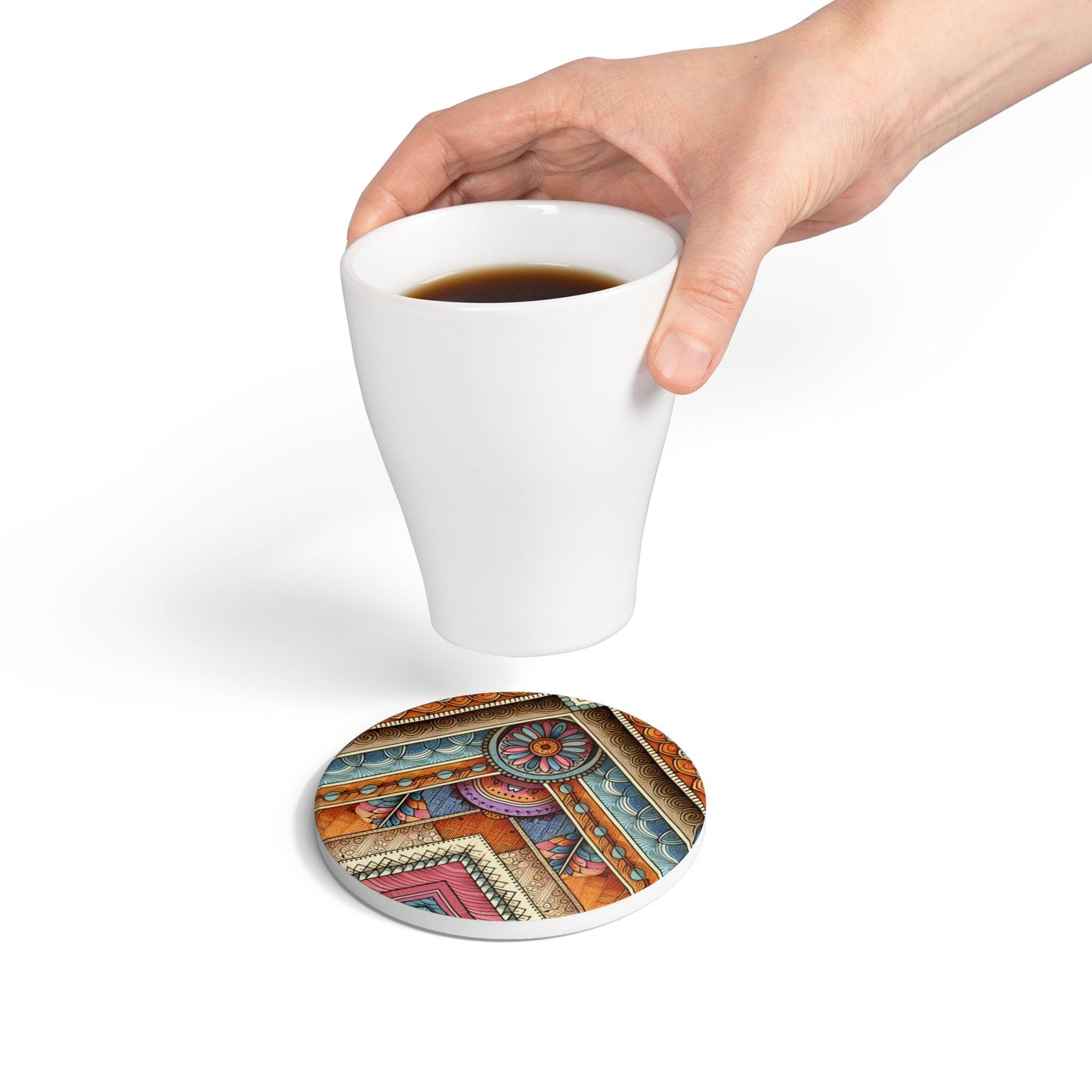 Patterns and Beyond | Ceramic Coaster - Vibrant Drinkware Decor for Home & Gifts