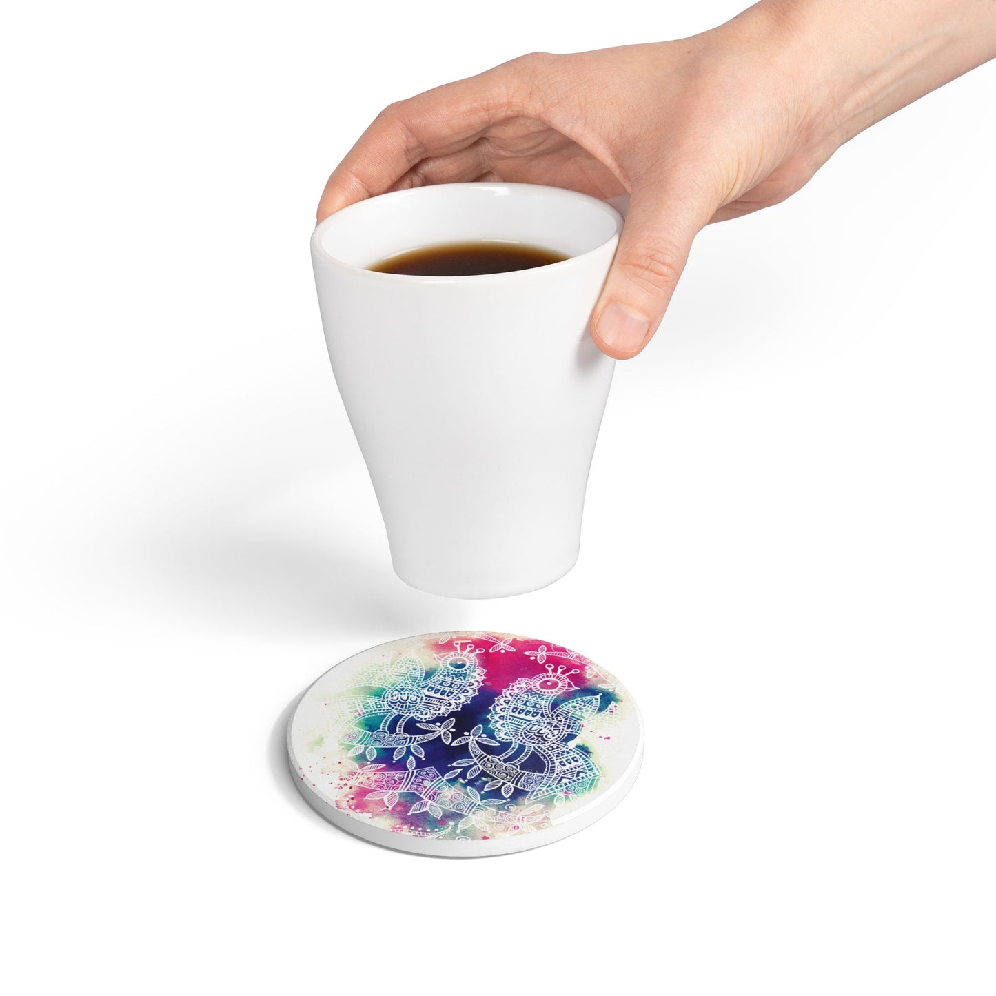 'Pavo' - Majestic Bird | Ceramic Coaster - Vibrant Drinkware Decor for Home & Gifts