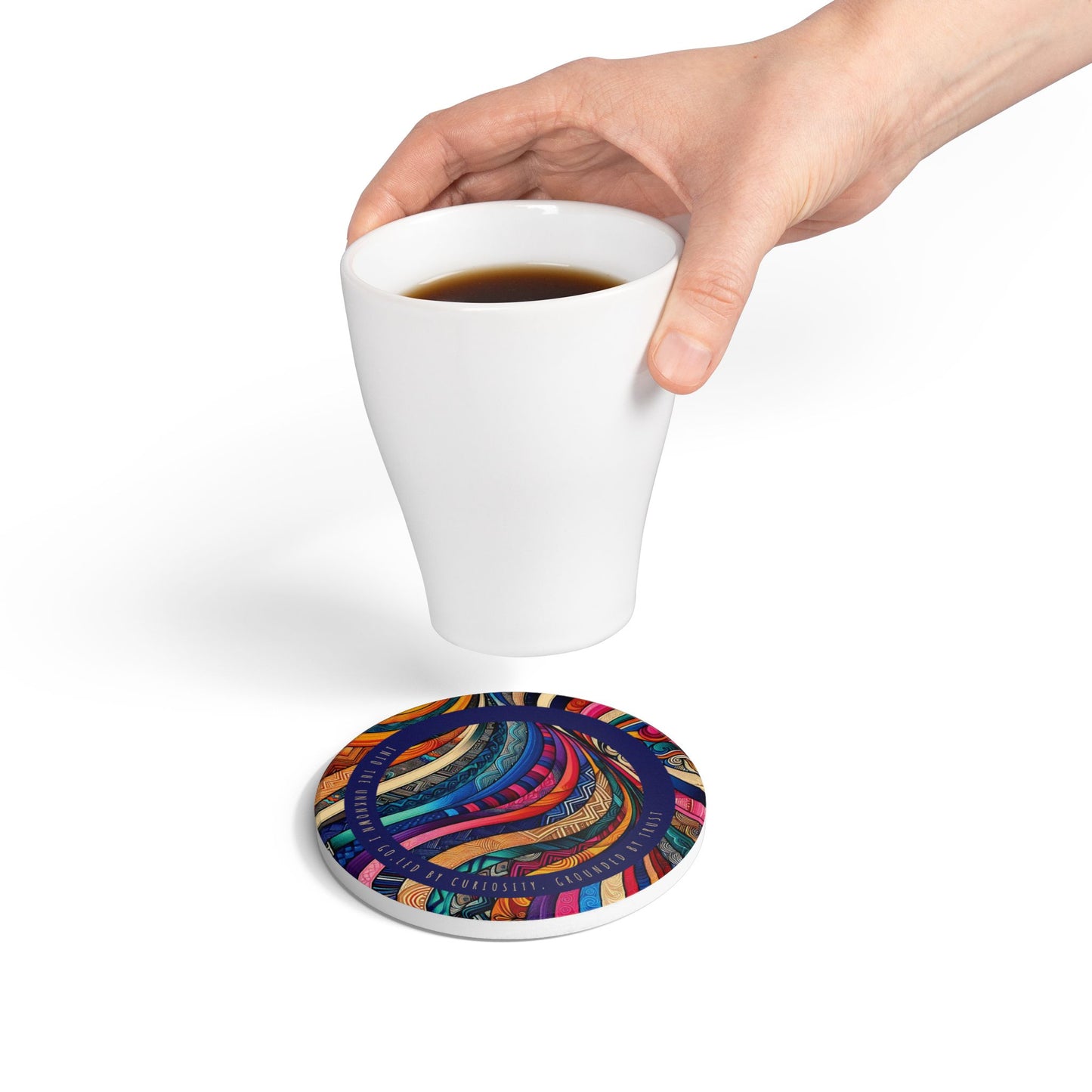 "Into the Unknown I Go" |  Ceramic Coaster - Vibrant Drinkware Decor for Home & Gifts