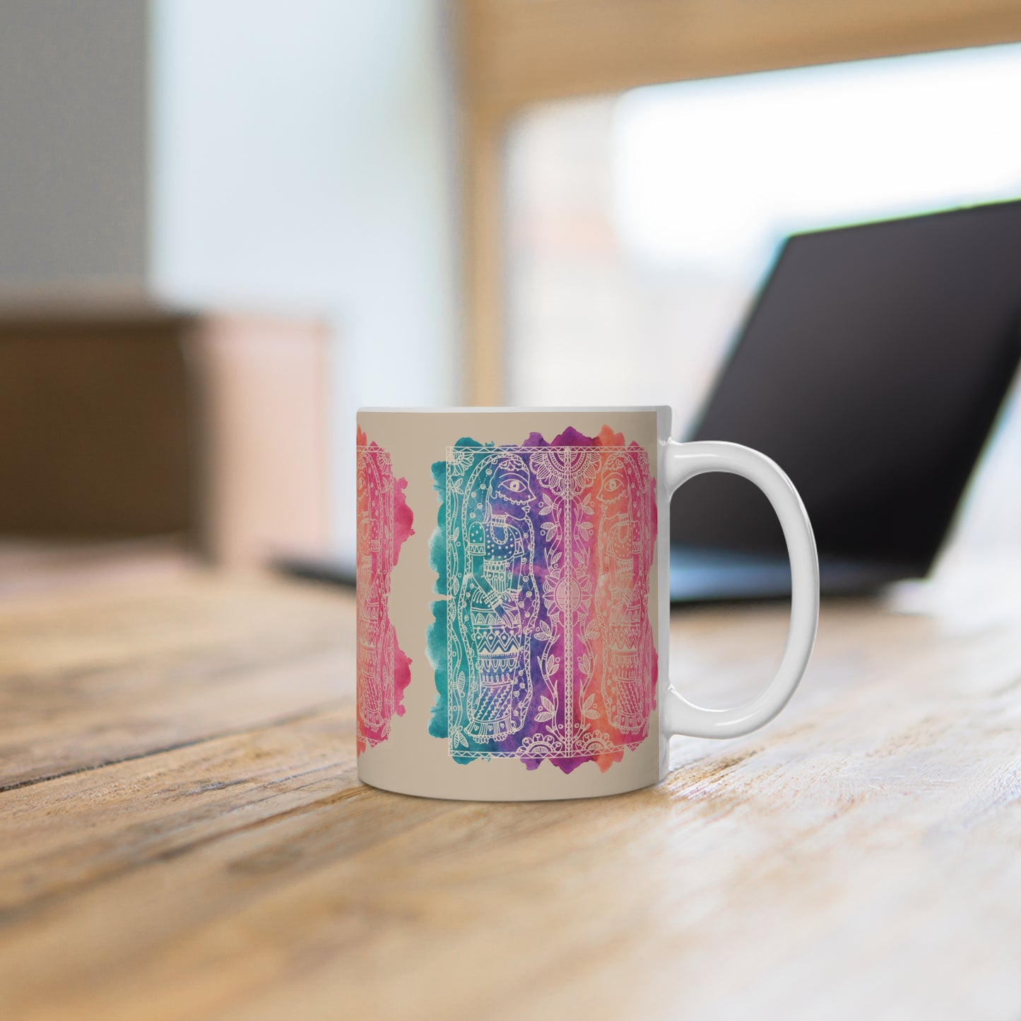 Colorful Artistic Ceramic Mug - "Observe | Reflect | Discover"