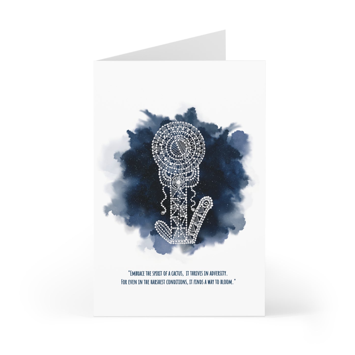 'Embrace the Spirit of a Cactus' Prussian Blue | Greeting Cards Set of 7 for Every Occasion