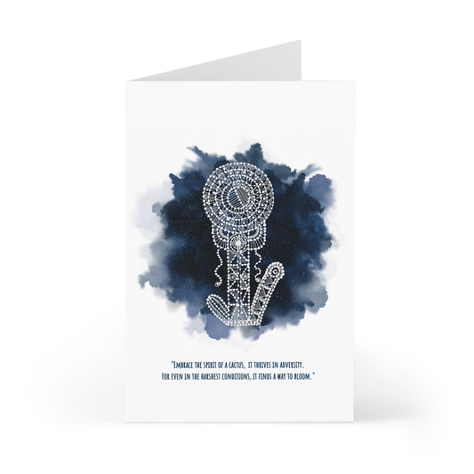 'Embrace the Spirit of a Cactus' Prussian Blue | Greeting Cards Set of 7 for Every Occasion