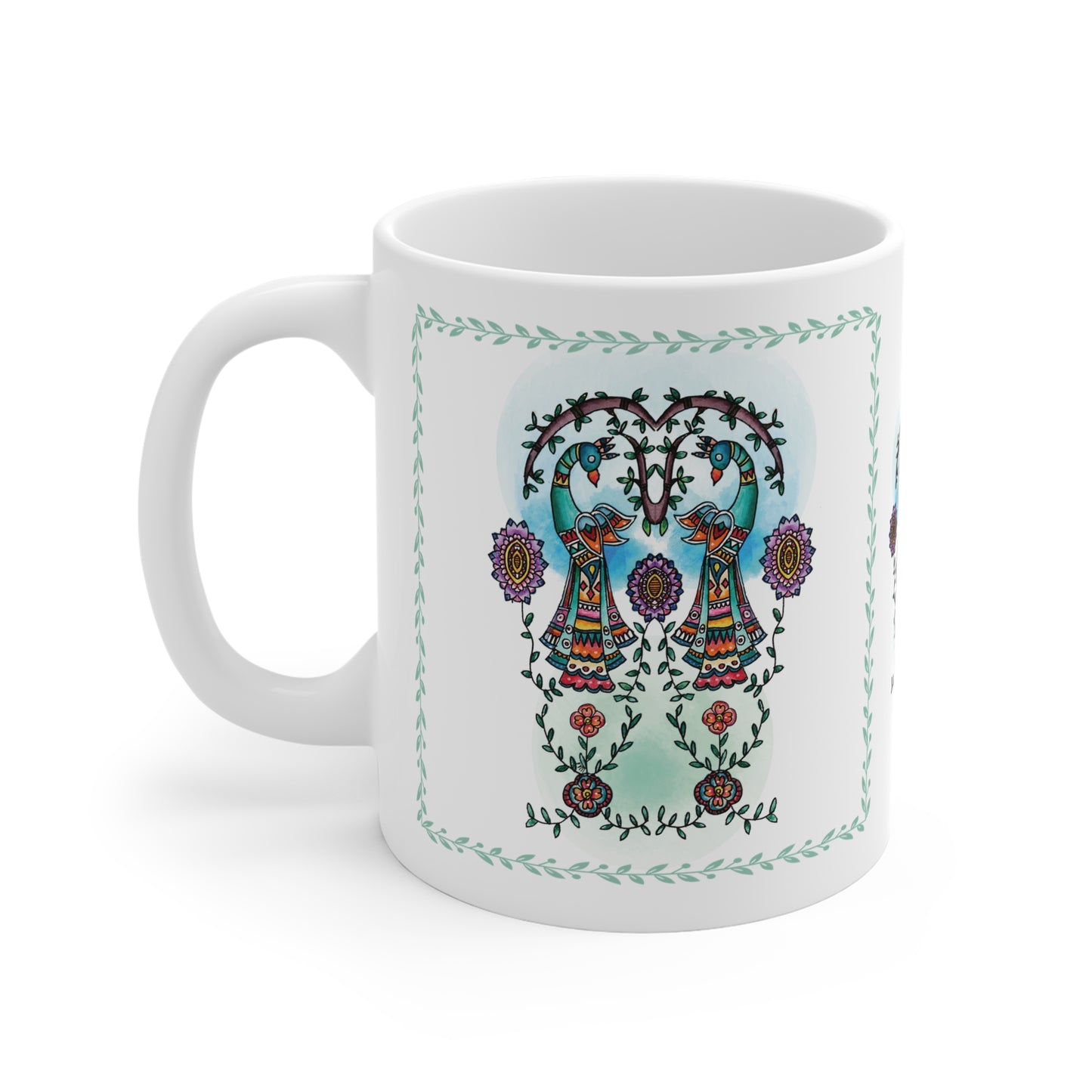Colorful Artistic Ceramic Mug - 'Argus' Eyes' - Majestic Birds
