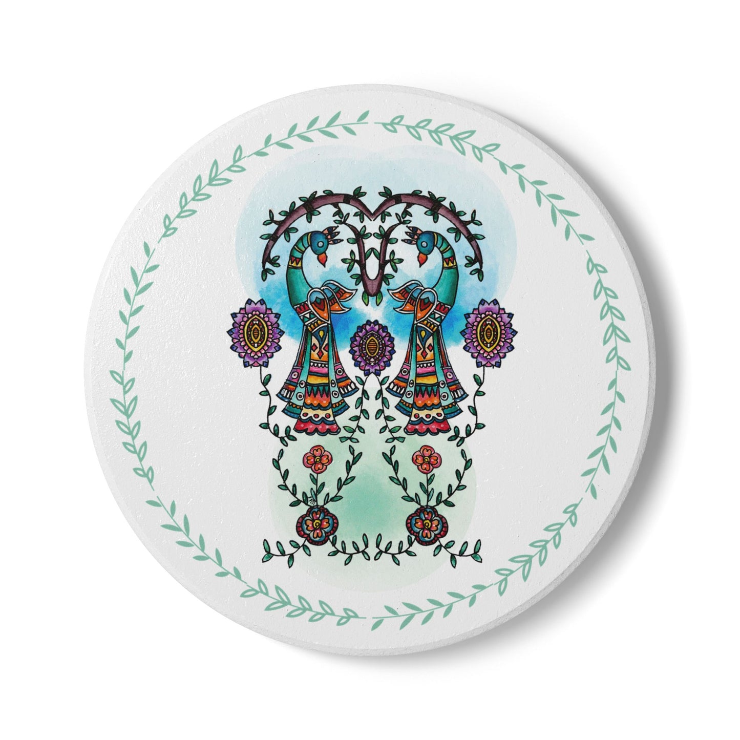 'Argus' Eyes' - Majestic Birds |  Ceramic Coaster - Vibrant Drinkware Decor for Home & Gifts