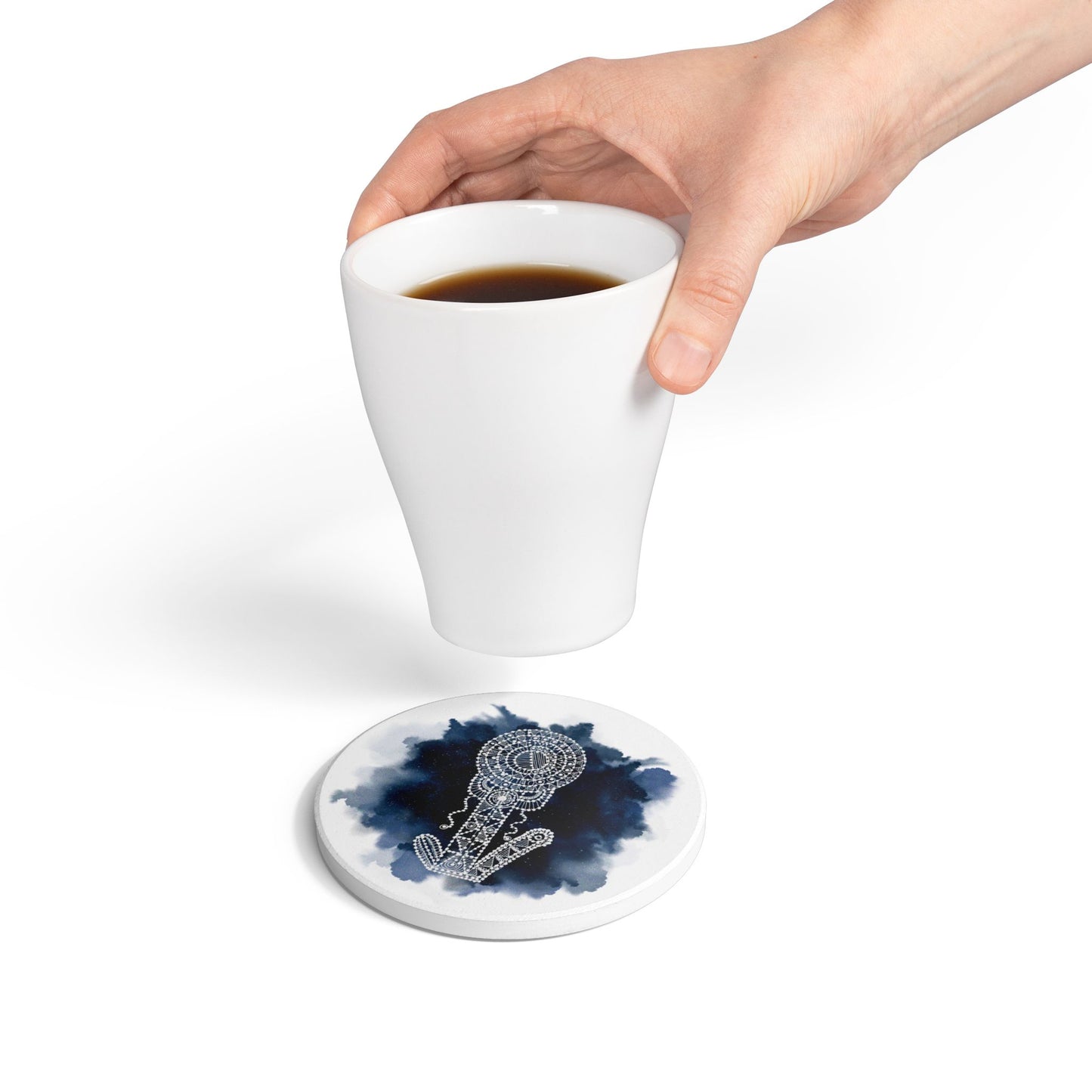 'Embrace the Spirit of a Cactus' Prussian Blue |  Ceramic Coaster - Vibrant Drinkware Decor for Home & Gifts