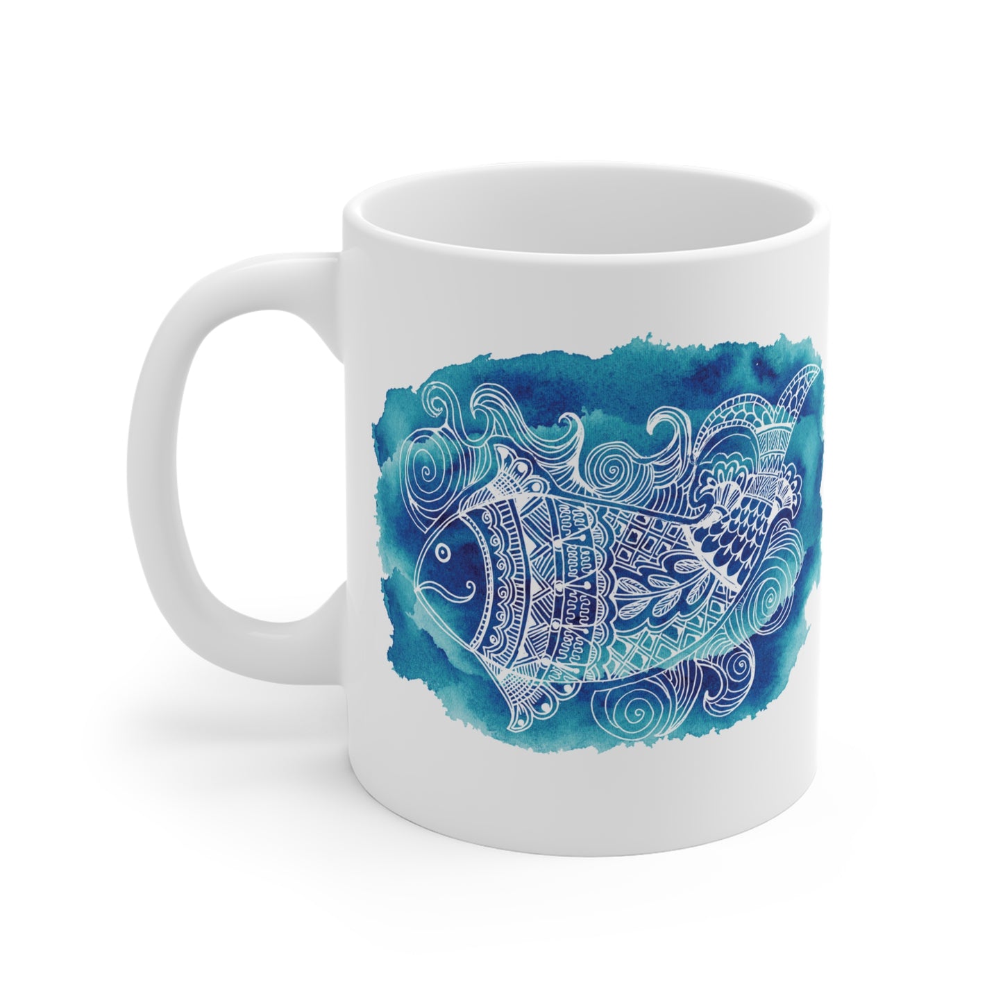 Colorful Artistic Ceramic Mug - "Swim with Purpose."