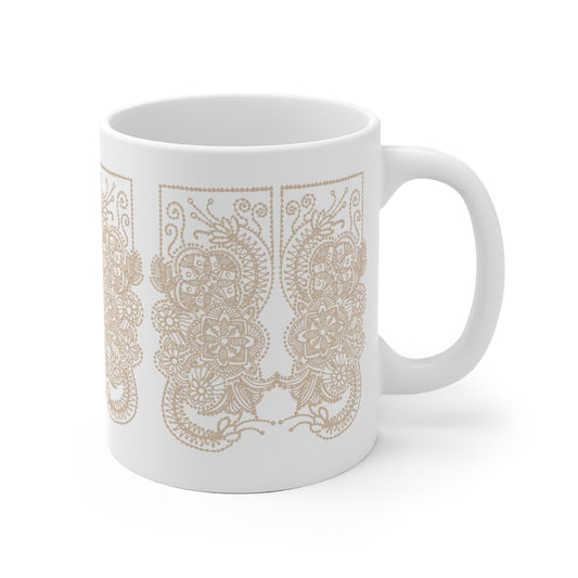 Colorful Artistic Ceramic Mug - Lefkara on White