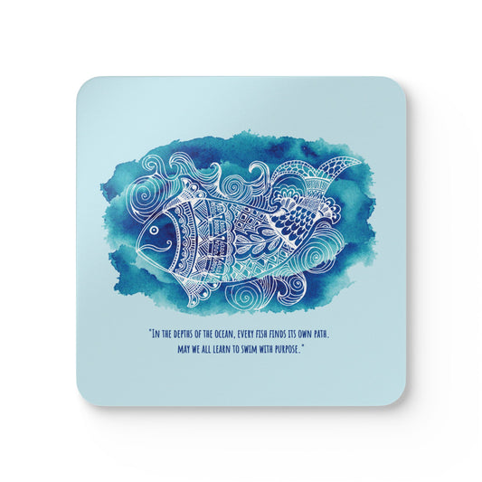 'Swim with purpose' | Cork Coaster Set - Rustic Home Decor & Drinkware Accessory