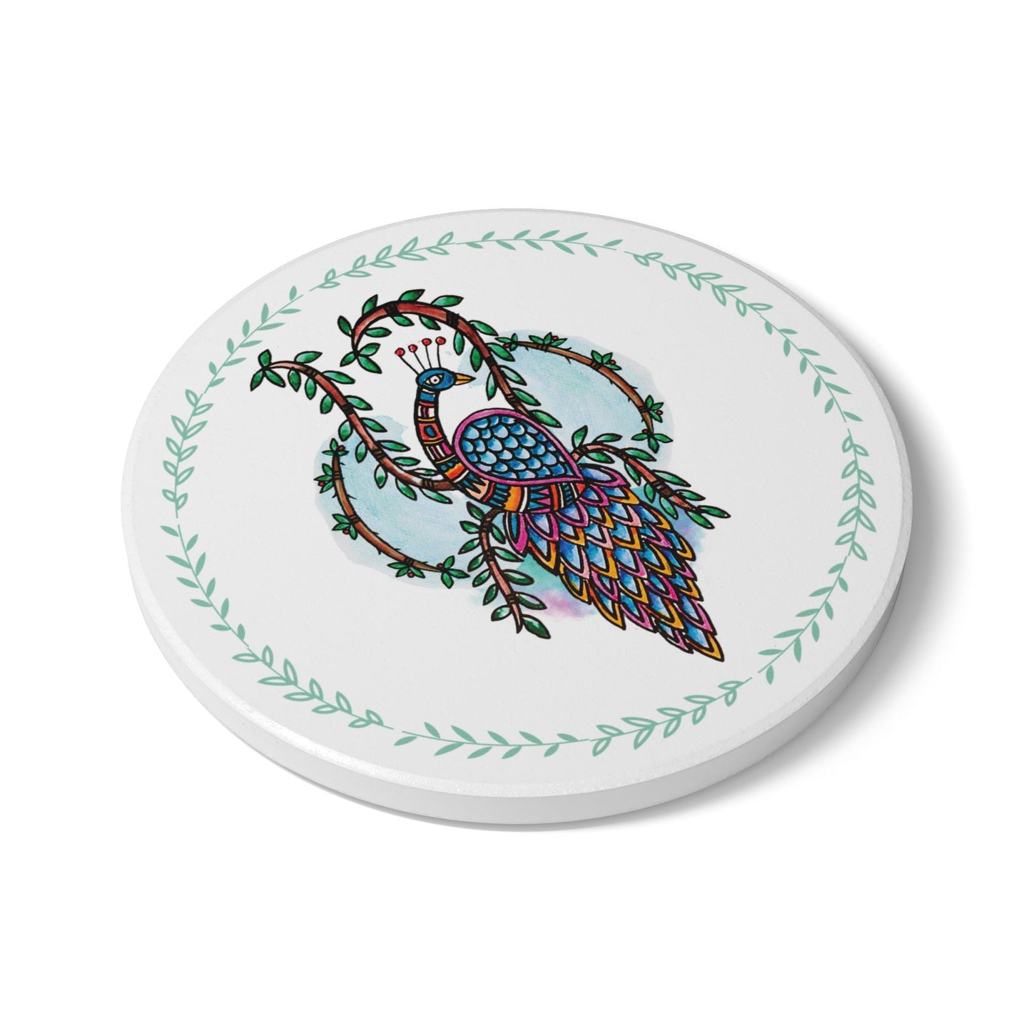 'Heras Vision' - Majestic Birds |  Ceramic Coaster - Vibrant Drinkware Decor for Home & Gifts