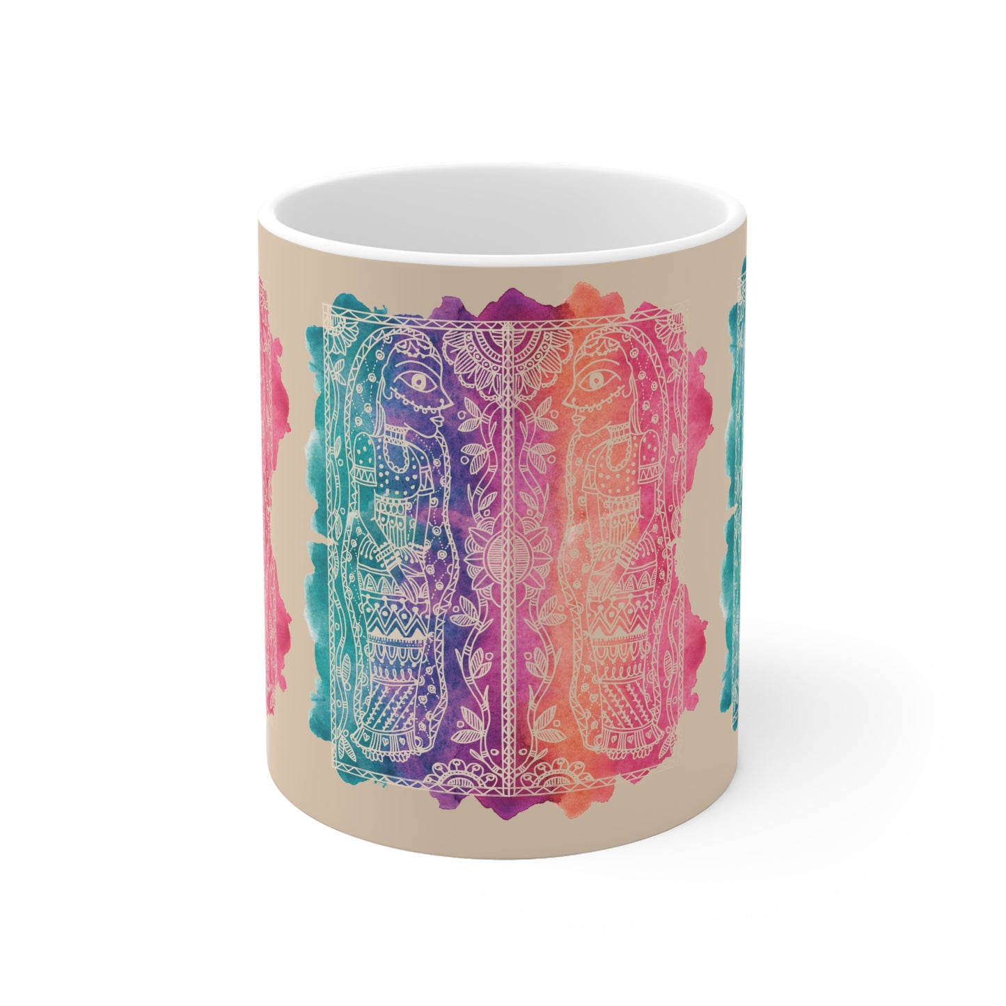 Colorful Artistic Ceramic Mug - "Observe | Reflect | Discover"