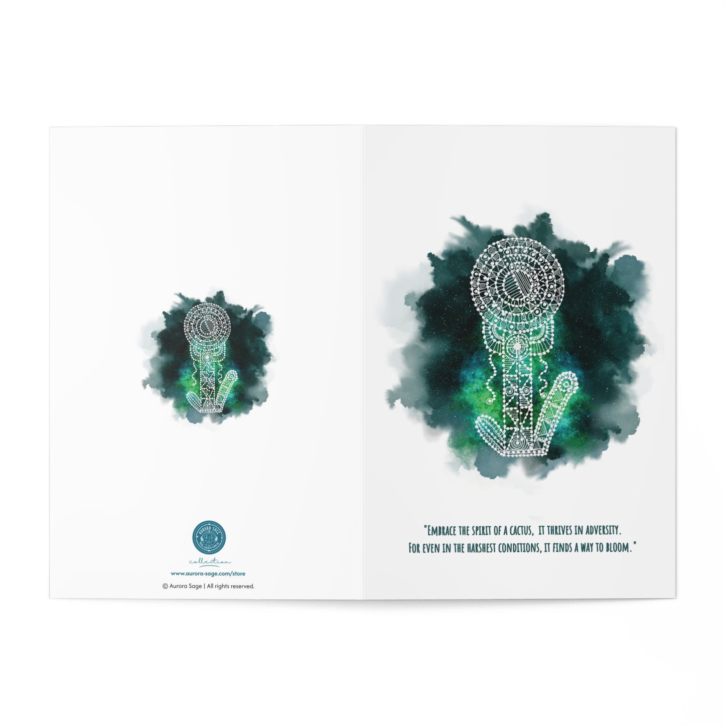 'Embrace the Spirit of a Cactus' Verde Green | Greeting Cards Set of 7 for Every Occasion