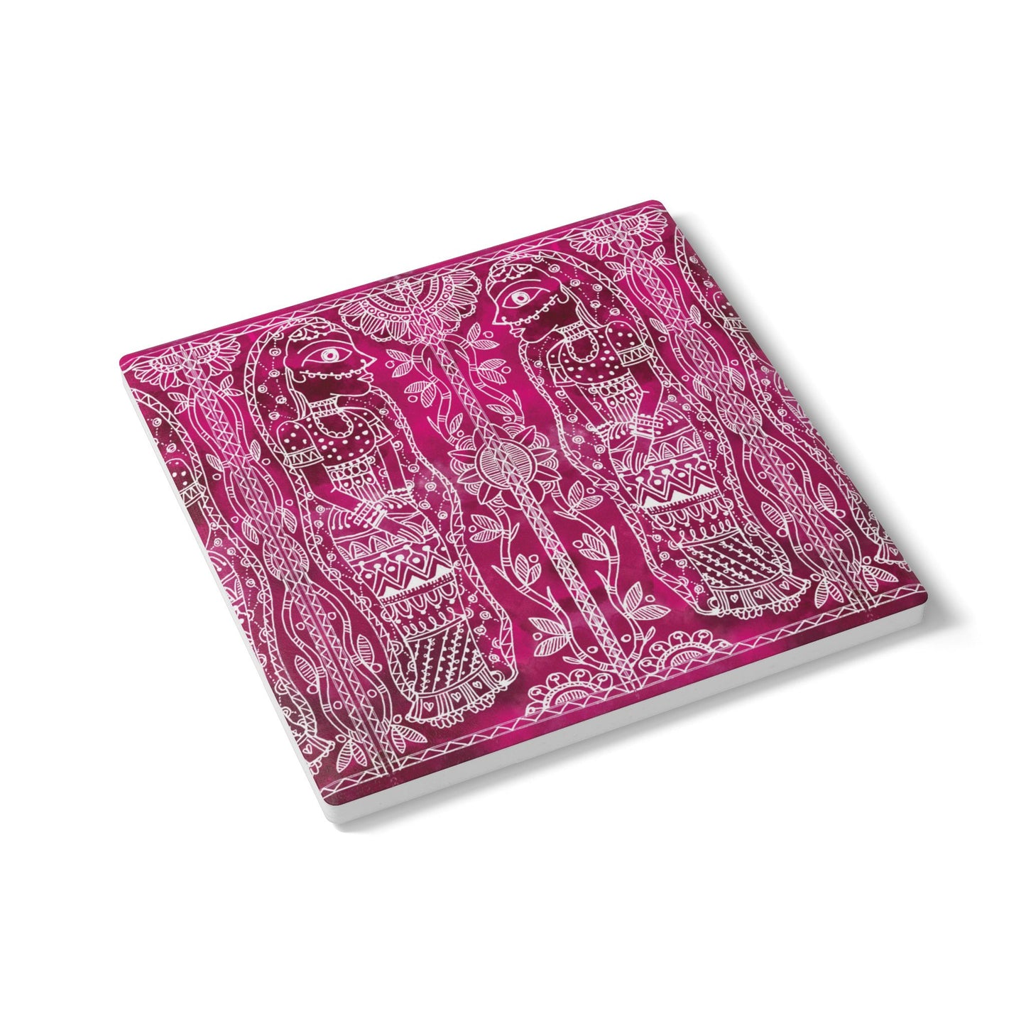 'Ramis Vibe' - Madhubani Fusion |  Ceramic Coaster - Vibrant Drinkware Decor for Home & Gifts