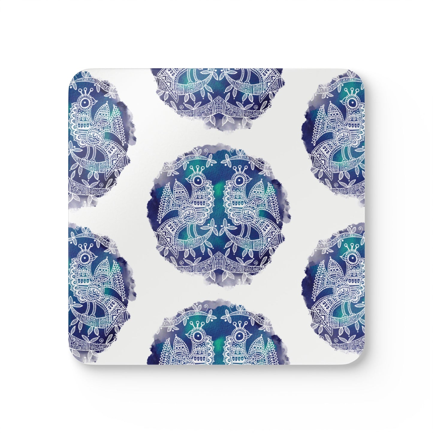 'Mayura' - Majestic Bird |  Cork Coaster Set - Rustic Home Decor & Drinkware Accessory