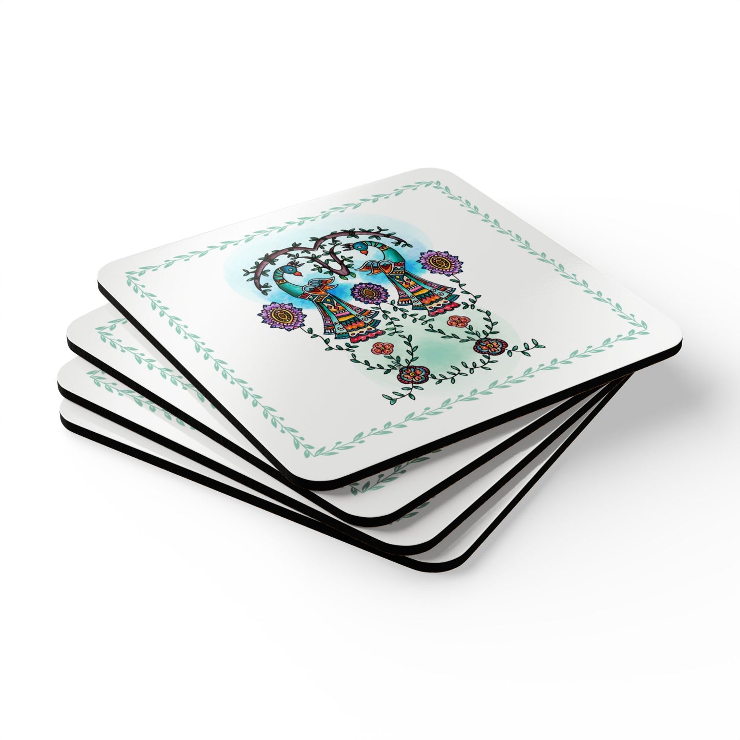'Argus' Eyes' - Majestic Birds |  Cork Coaster Set - Rustic Home Decor & Drinkware Accessory