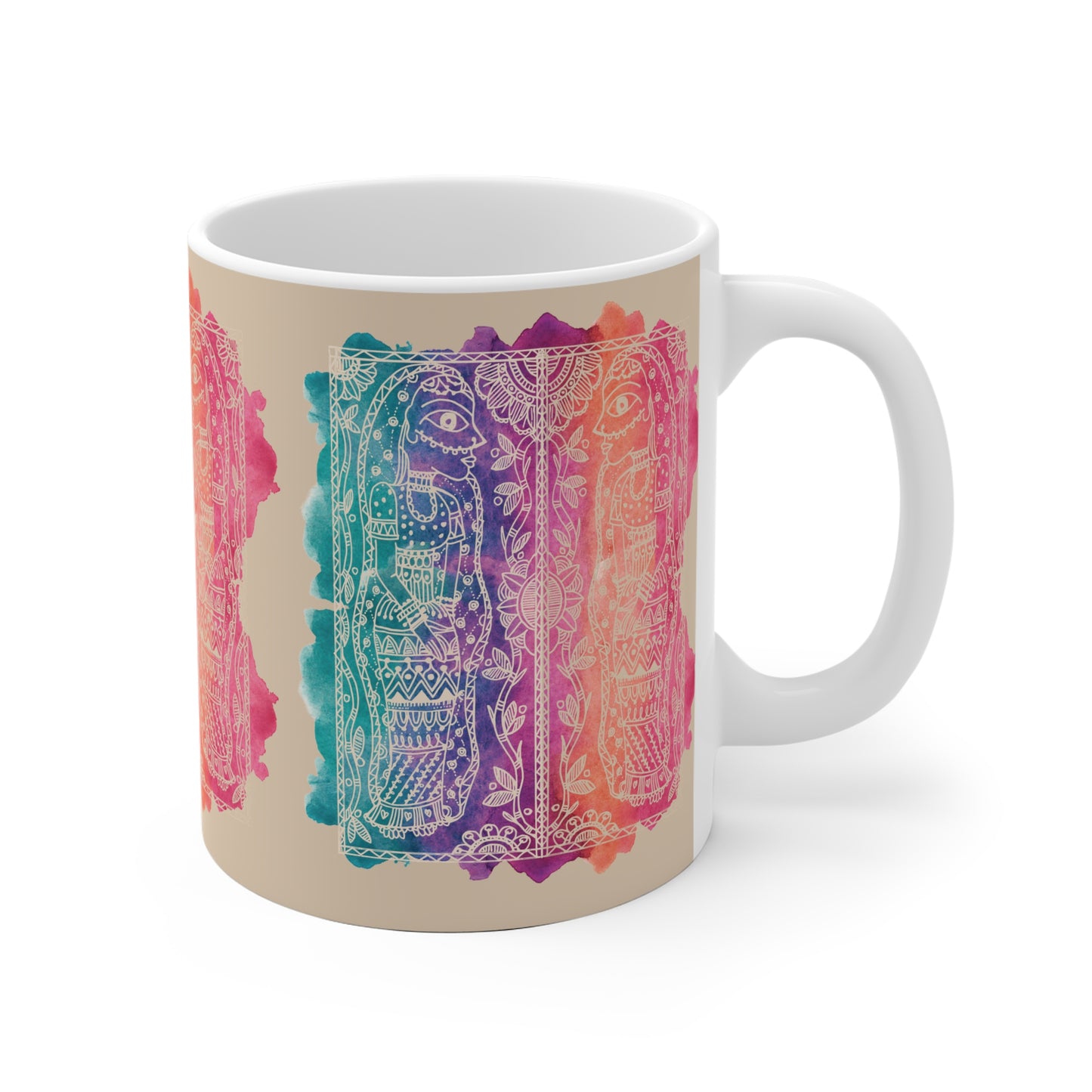 Colorful Artistic Ceramic Mug - "Observe | Reflect | Discover"