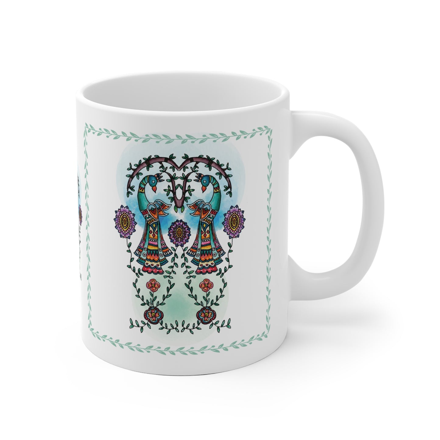 Colorful Artistic Ceramic Mug - 'Argus' Eyes' - Majestic Birds