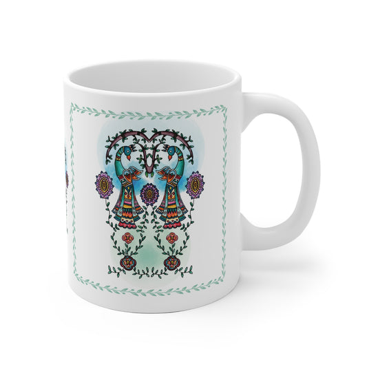 Colorful Artistic Ceramic Mug - 'Argus' Eyes' - Majestic Birds