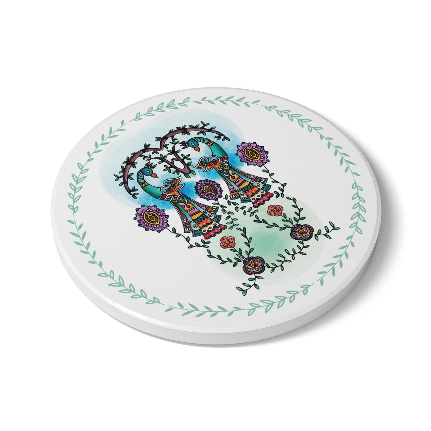 'Argus' Eyes' - Majestic Birds |  Ceramic Coaster - Vibrant Drinkware Decor for Home & Gifts