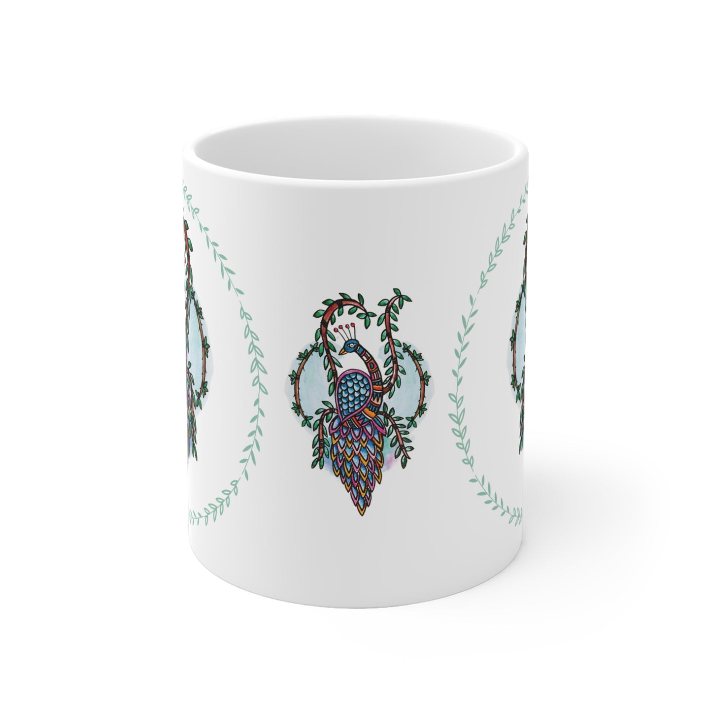 Colorful Artistic Ceramic Mug - 'Heras Vision' - Majestic Birds