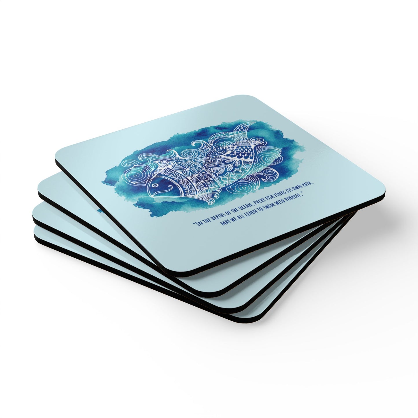 'Swim with purpose' | Cork Coaster Set - Rustic Home Decor & Drinkware Accessory