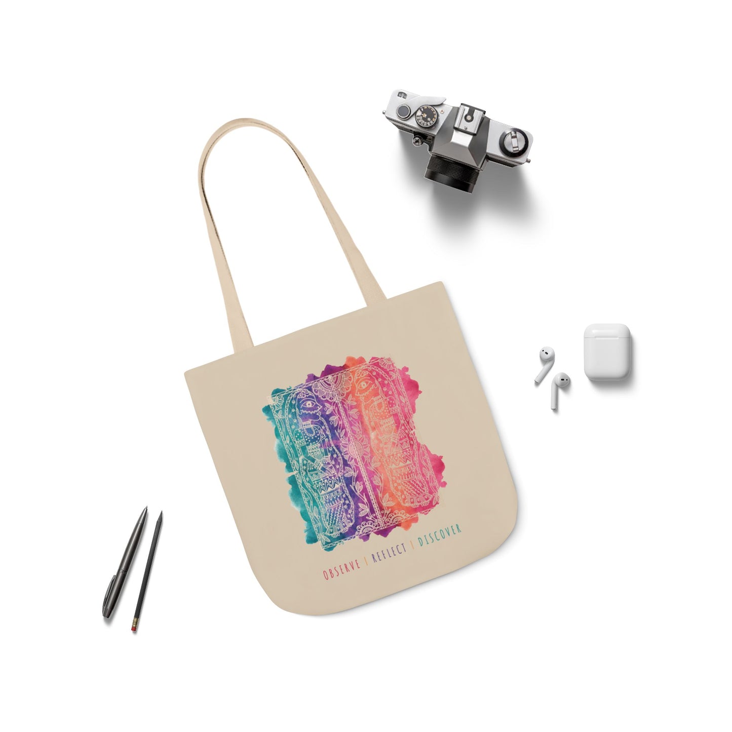 'Observe | Reflect | Discover' |  Canvas Tote Bag
