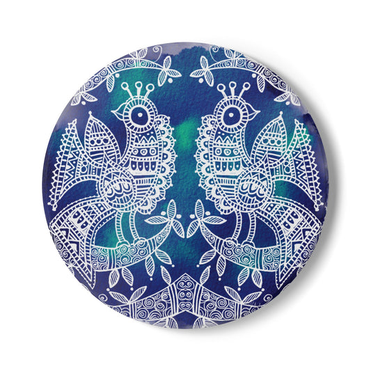 'Mayura' - Majestic Bird |  Ceramic Coaster - Vibrant Drinkware Decor for Home & Gifts