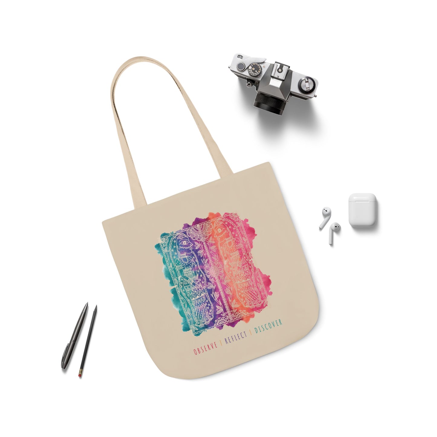 'Observe | Reflect | Discover' |  Canvas Tote Bag