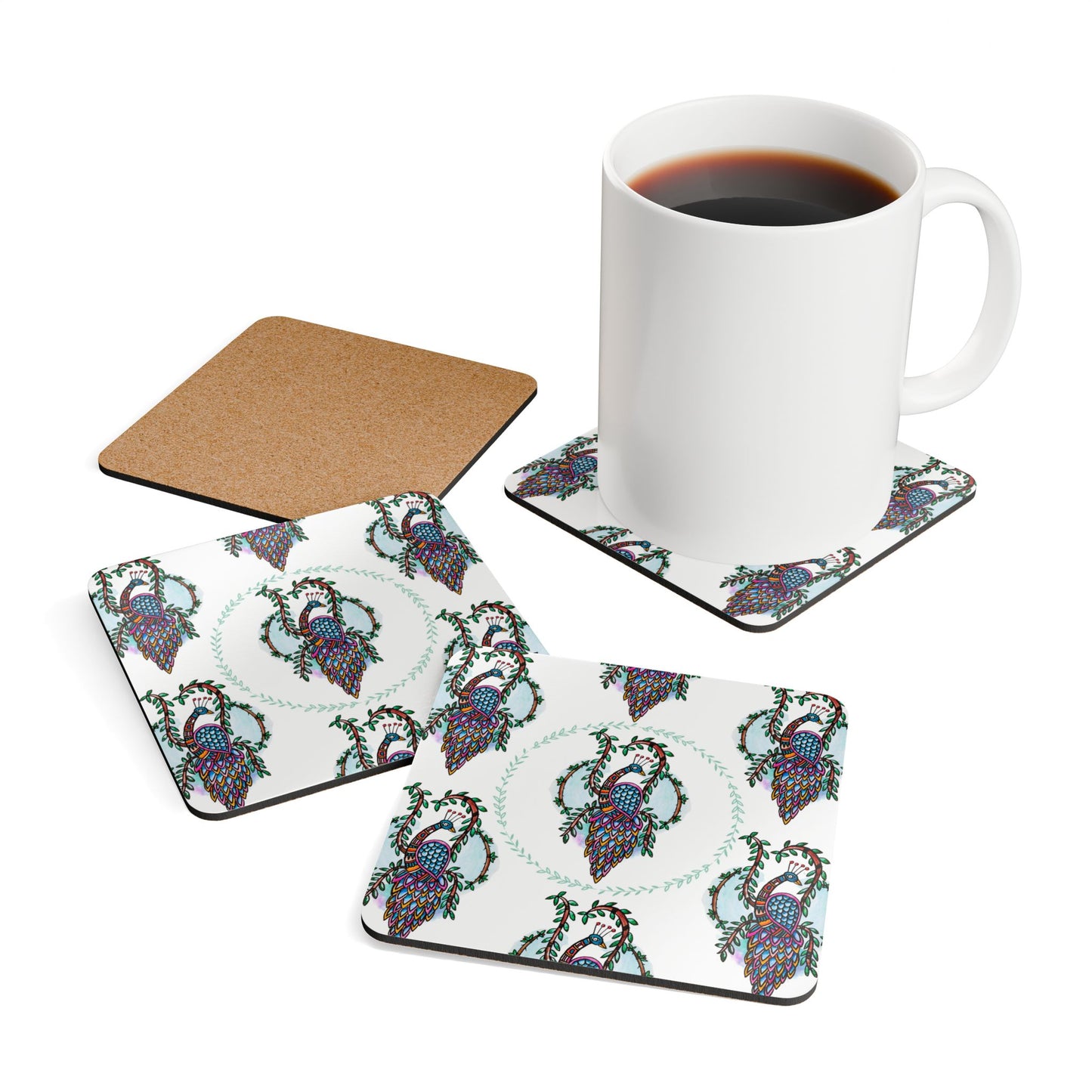 'Heras Vision' - Majestic Birds |  Cork Coaster Set - Rustic Home Decor & Drinkware Accessory