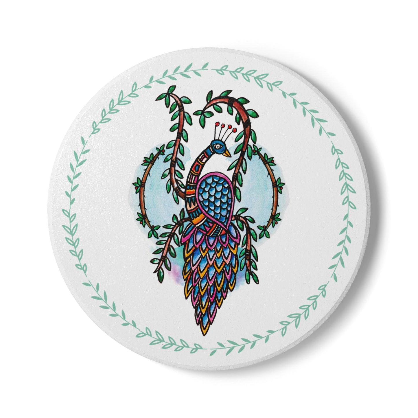 'Heras Vision' - Majestic Birds |  Ceramic Coaster - Vibrant Drinkware Decor for Home & Gifts
