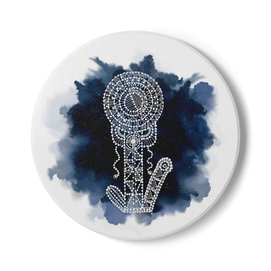 'Embrace the Spirit of a Cactus' Prussian Blue |  Ceramic Coaster - Vibrant Drinkware Decor for Home & Gifts