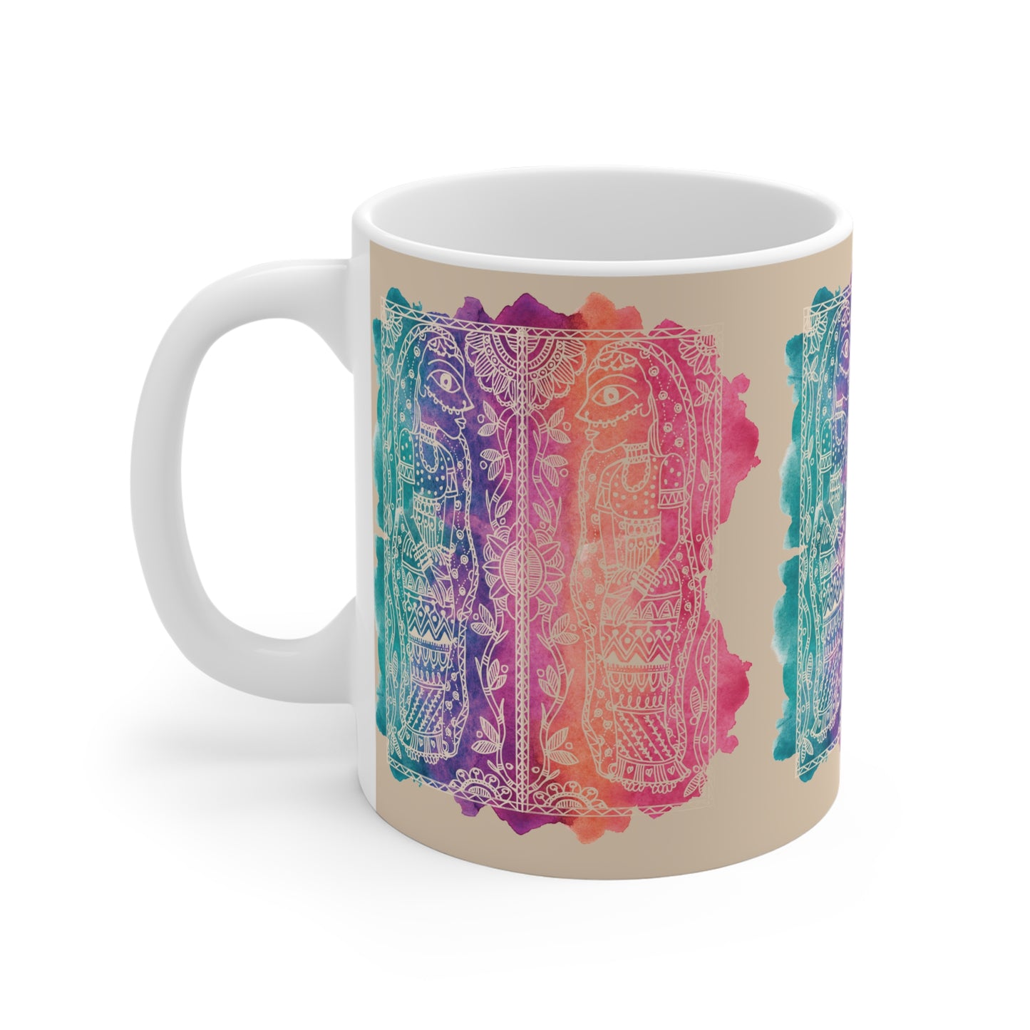 Colorful Artistic Ceramic Mug - "Observe | Reflect | Discover"