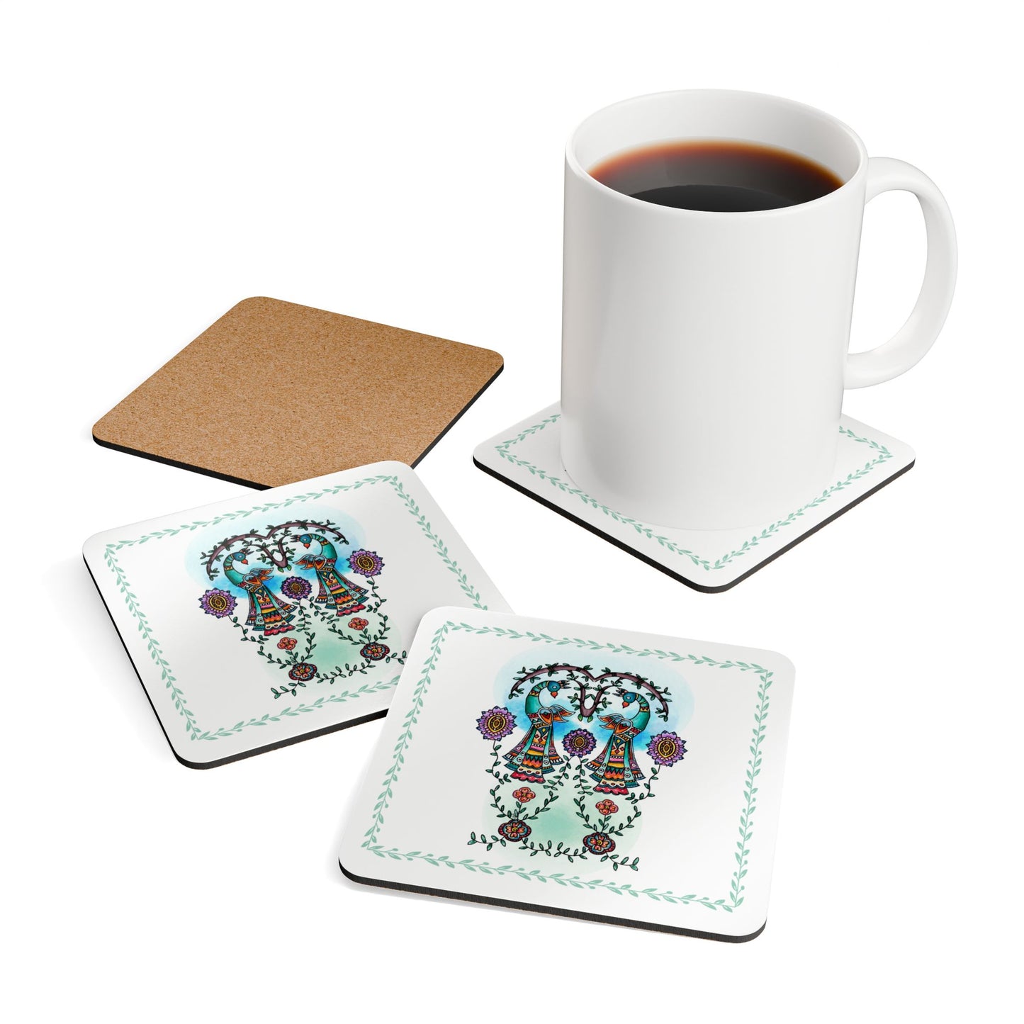 'Argus' Eyes' - Majestic Birds |  Cork Coaster Set - Rustic Home Decor & Drinkware Accessory