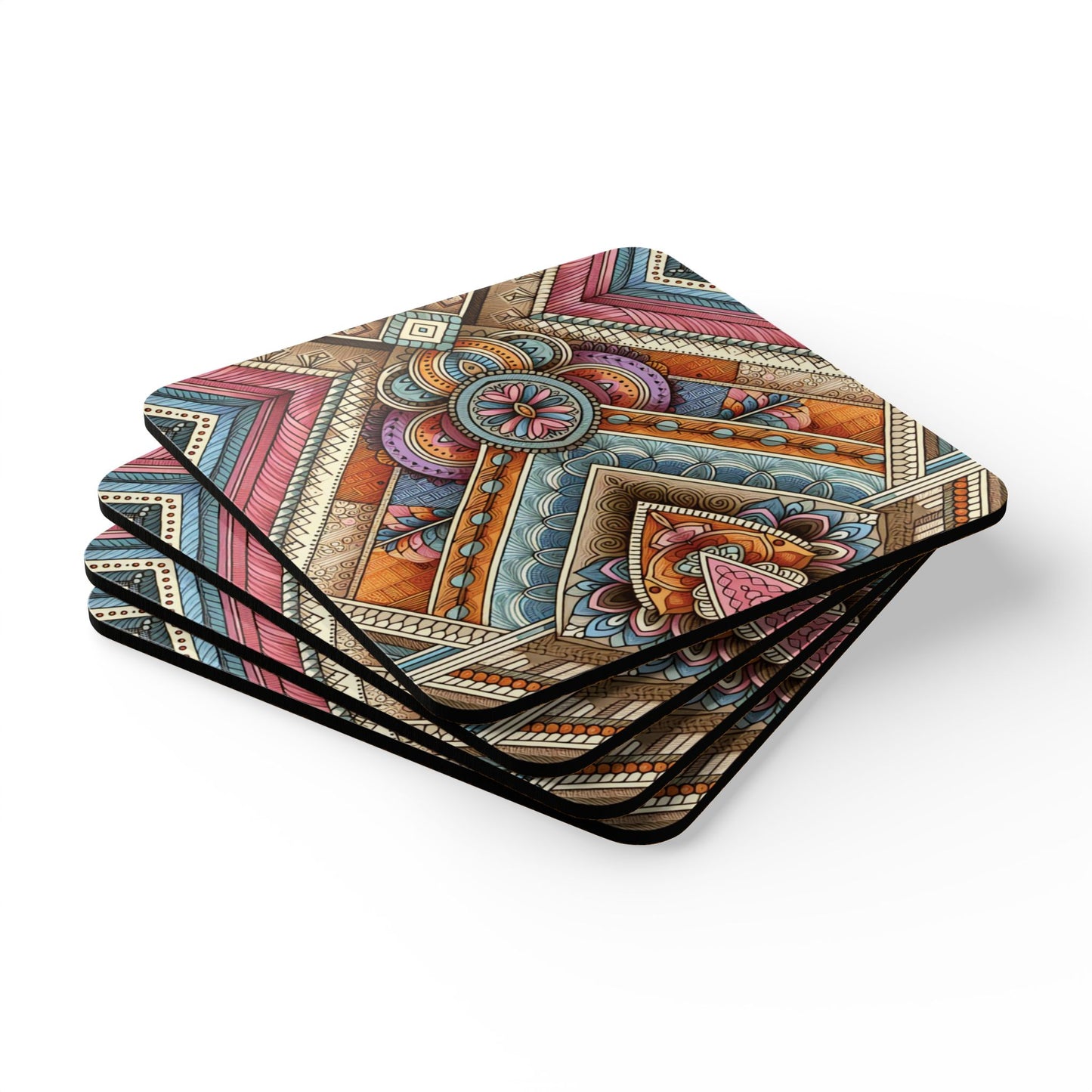 Patterns and Beyond - Co-creating |  Cork Coaster Set - Rustic Home Decor & Drinkware Accessory