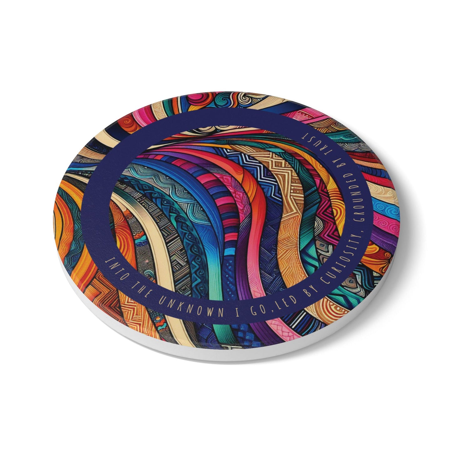 "Into the Unknown I Go" |  Ceramic Coaster - Vibrant Drinkware Decor for Home & Gifts
