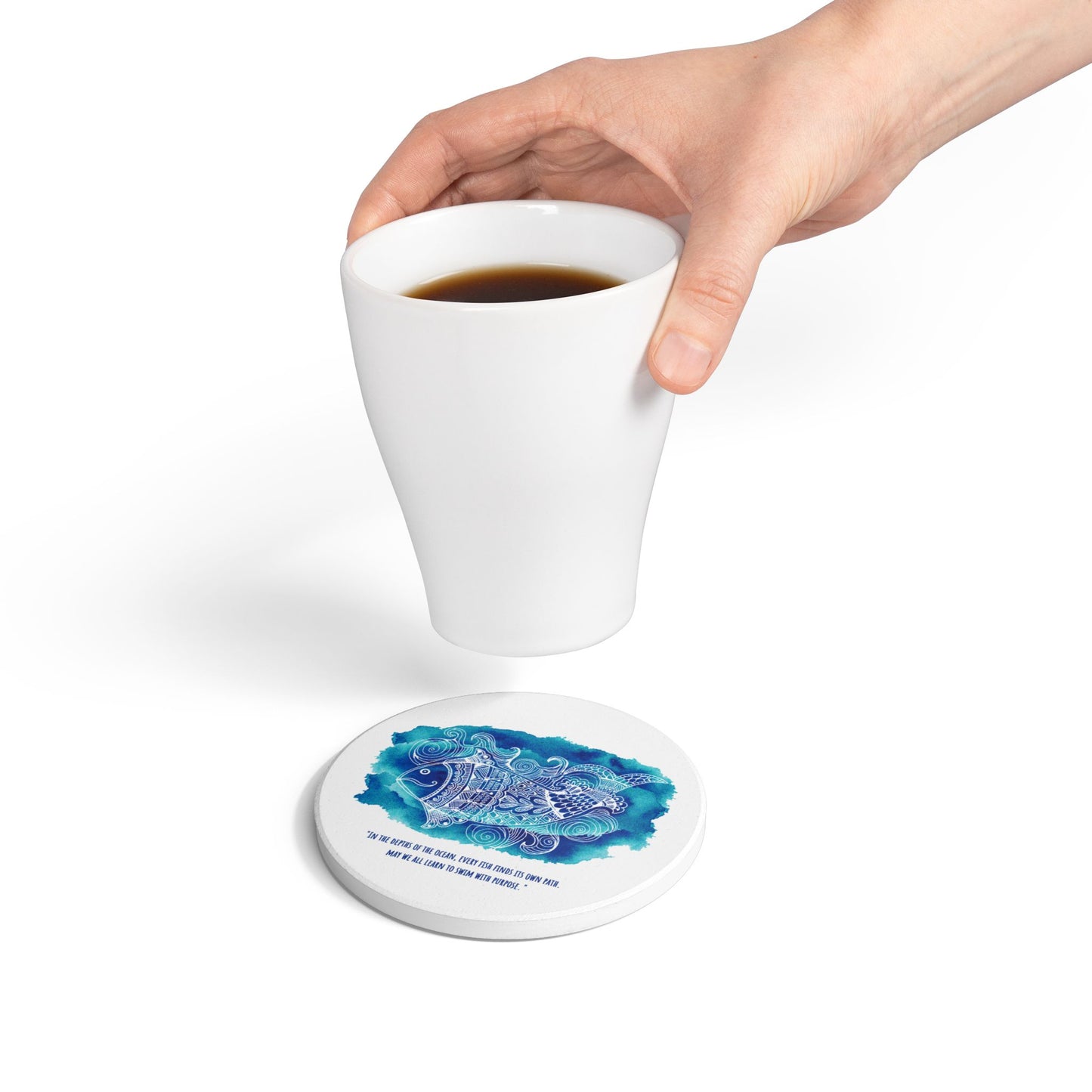 'Swim with purpose' |  Ceramic Coaster - Vibrant Drinkware Decor for Home & Gifts