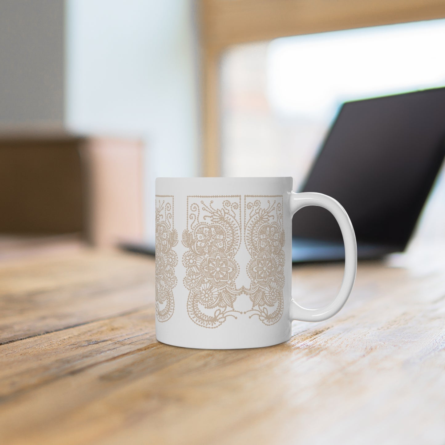 Colorful Artistic Ceramic Mug - Lefkara on White