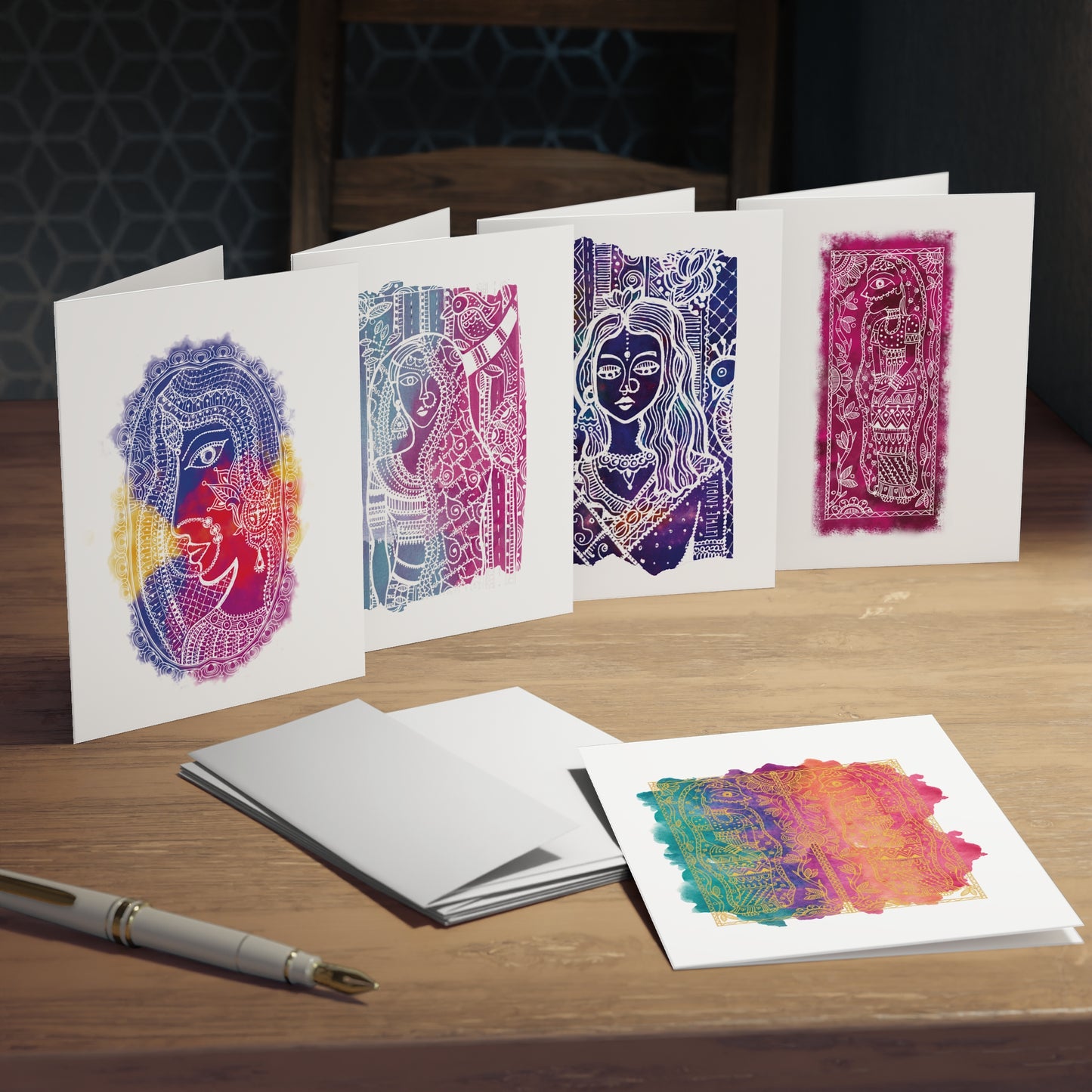 Madhubani Fusion Collection | 5-Multi Design Greeting Cards