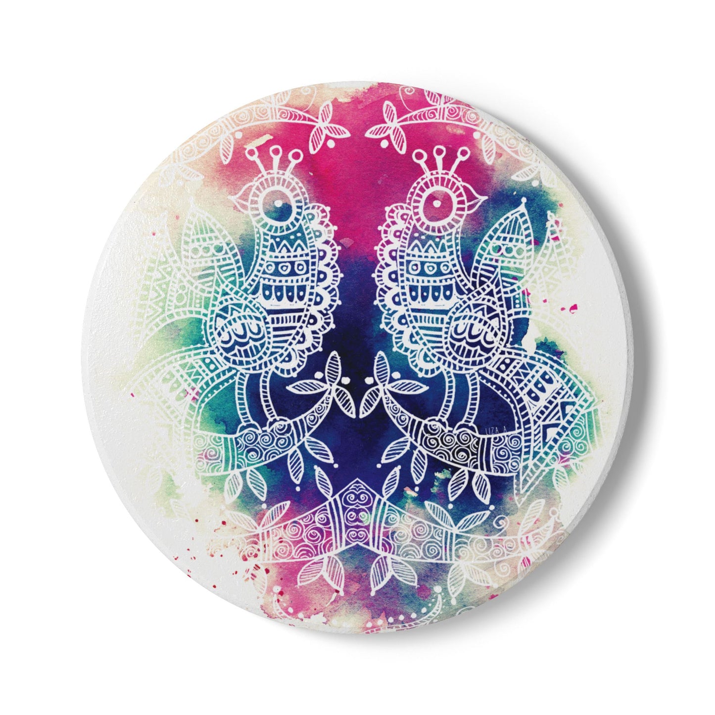 'Pavo' - Majestic Bird |  Ceramic Coaster - Vibrant Drinkware Decor for Home & Gifts