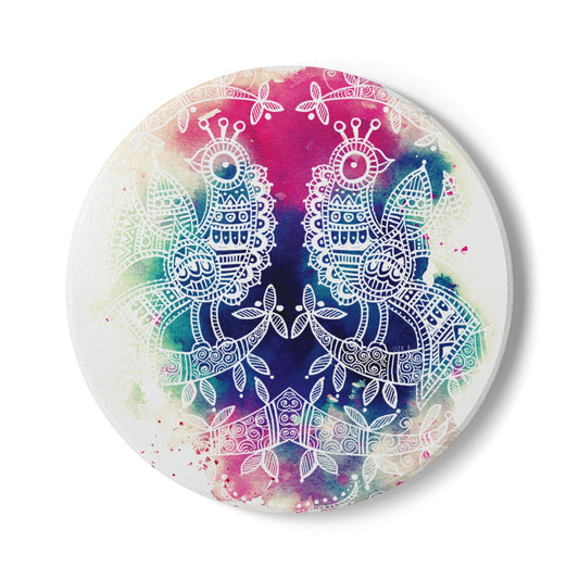 'Pavo' - Majestic Bird |  Ceramic Coaster - Vibrant Drinkware Decor for Home & Gifts