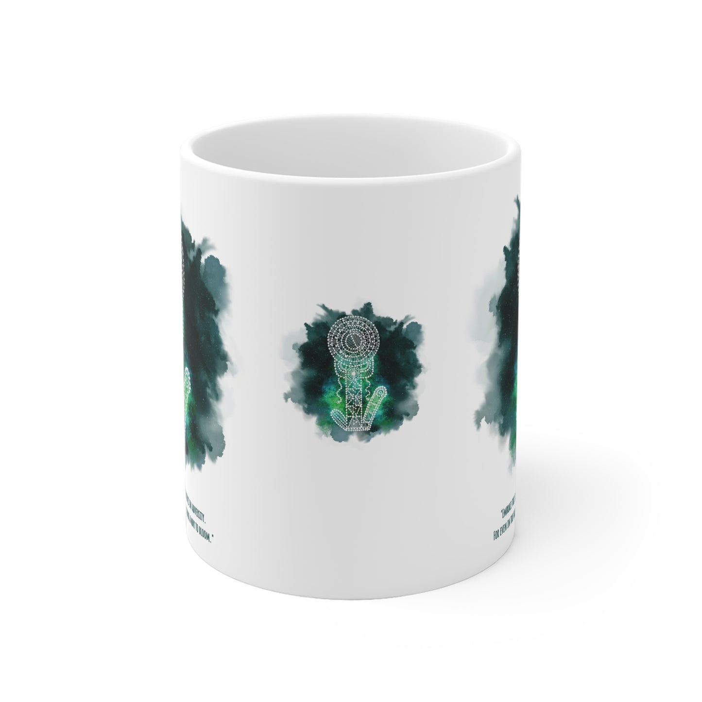 Colorful Artistic Ceramic Mug - 'Embrace the Spirit of a Cactus' Verde Green
