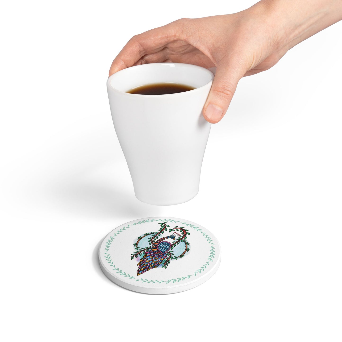 'Heras Vision' - Majestic Birds |  Ceramic Coaster - Vibrant Drinkware Decor for Home & Gifts