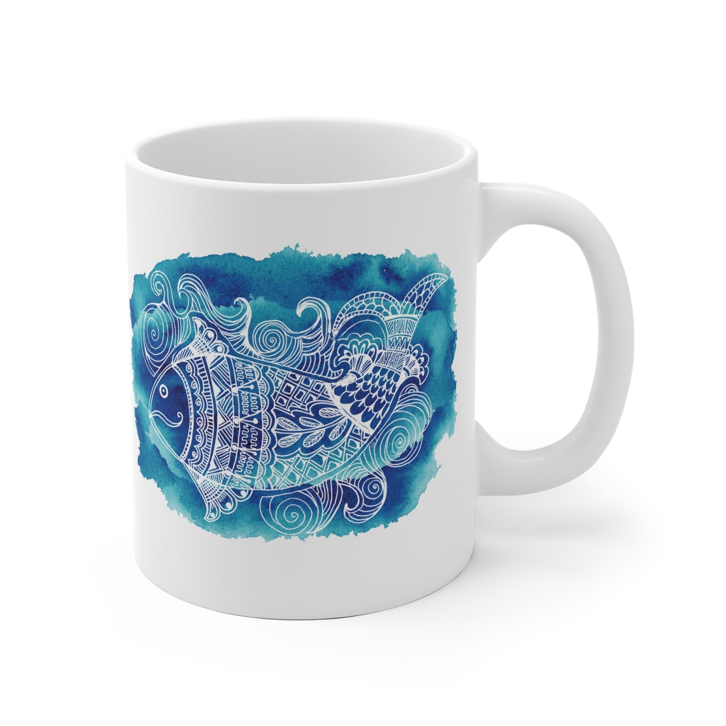 Colorful Artistic Ceramic Mug - "Swim with Purpose."