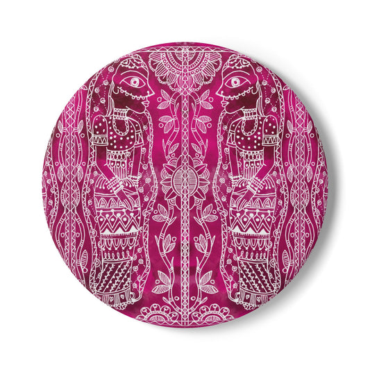 'Ramis Vibe' - Madhubani Fusion |  Ceramic Coaster - Vibrant Drinkware Decor for Home & Gifts