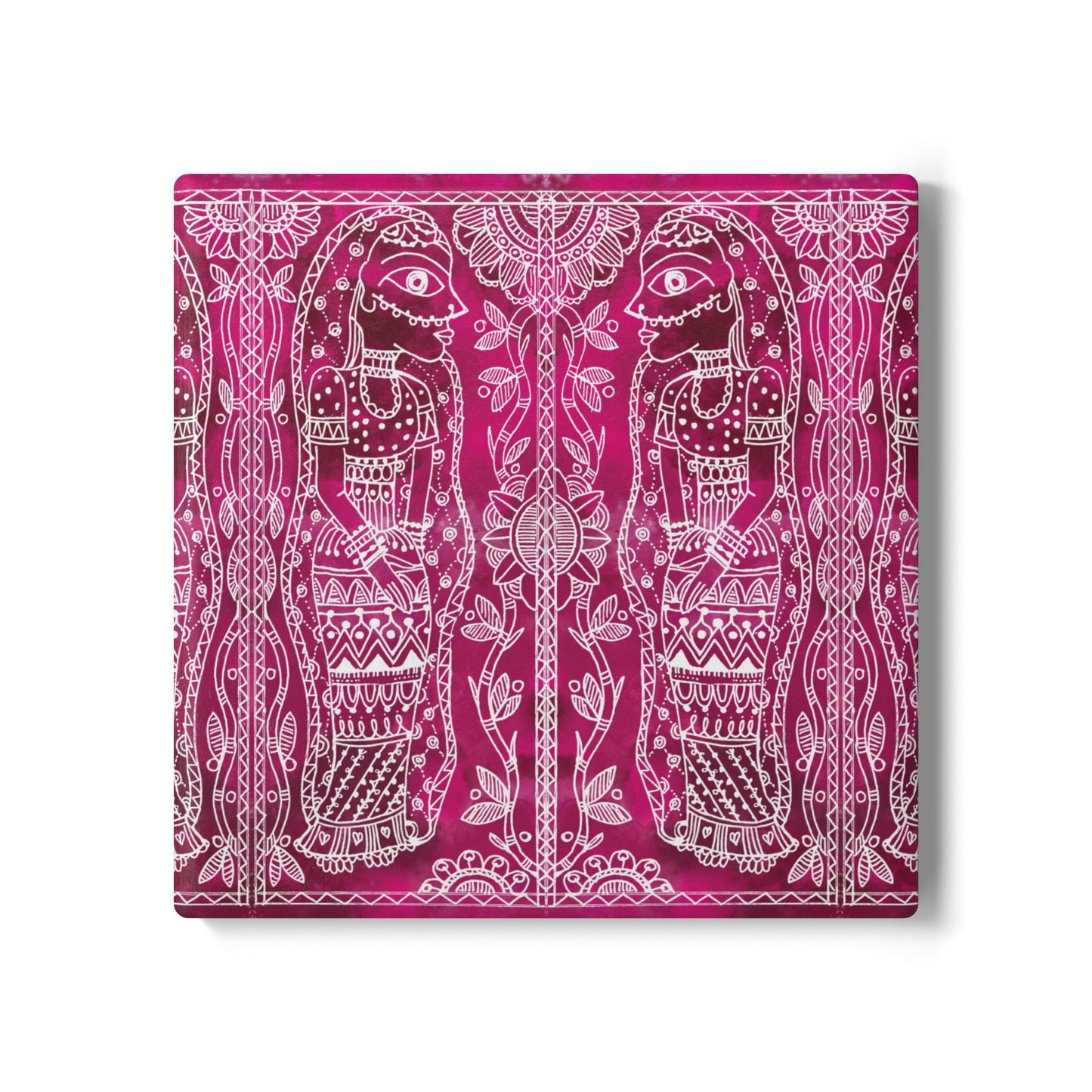 'Ramis Vibe' - Madhubani Fusion |  Ceramic Coaster - Vibrant Drinkware Decor for Home & Gifts