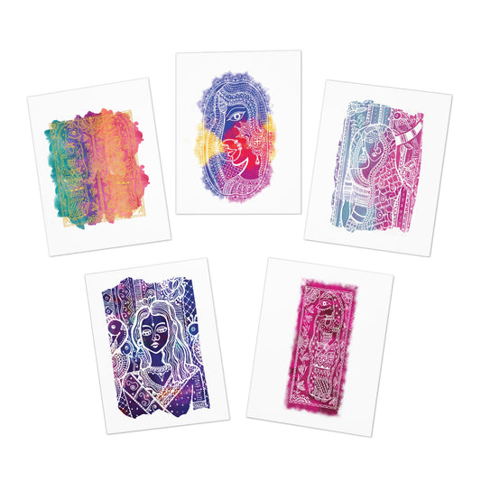 Madhubani Fusion Collection | 5-Multi Design Greeting Cards