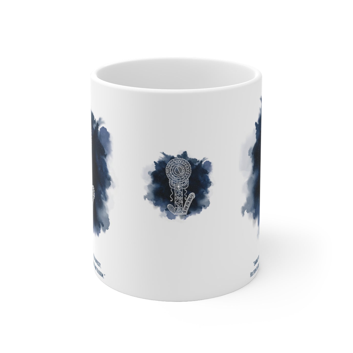 Colorful Artistic Ceramic Mug - 'Embrace the Spirit of a Cactus' Prussian Blue