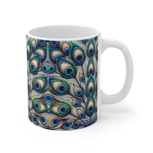 Colorful Artistic Ceramic Mug | 'Celestial Plumage'