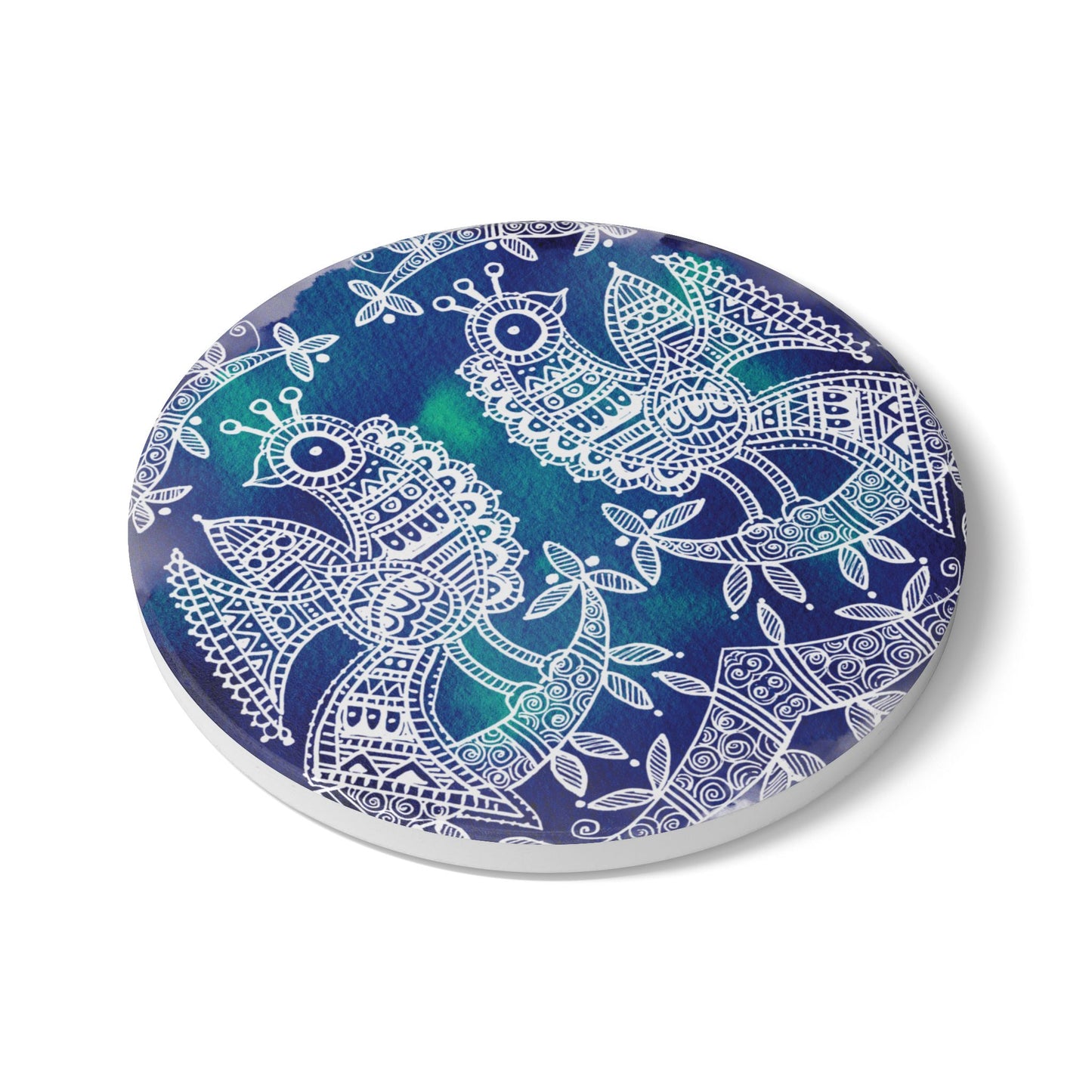 'Mayura' - Majestic Bird |  Ceramic Coaster - Vibrant Drinkware Decor for Home & Gifts