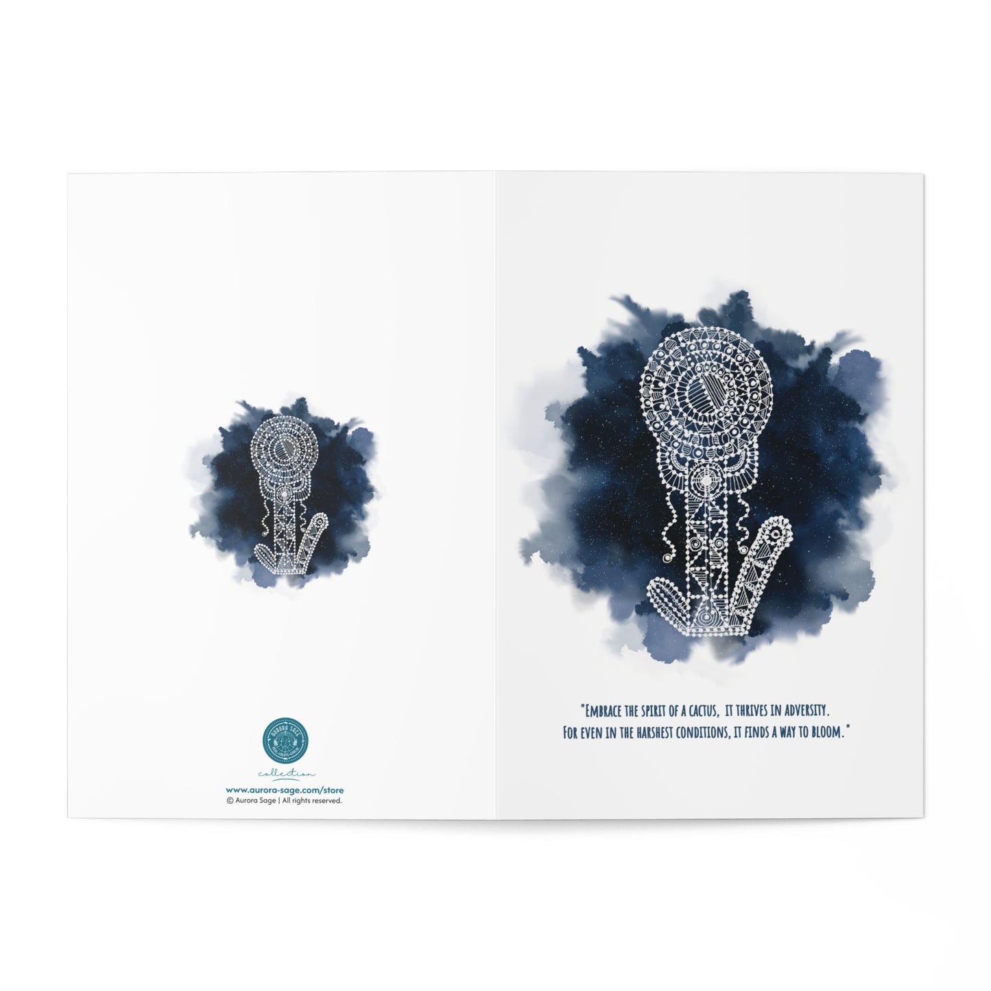 'Embrace the Spirit of a Cactus' Prussian Blue | Greeting Cards Set of 7 for Every Occasion